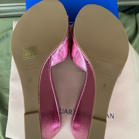 Stuart Weitzman metallic pink wedges sandals shoes 5 - Picture 3 of 7
